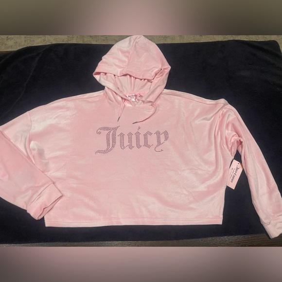 🌸✨Juicy Couture Crop Top Baby Pink Hoodie Size L NWT🌸✨ - Picture 2 of 11